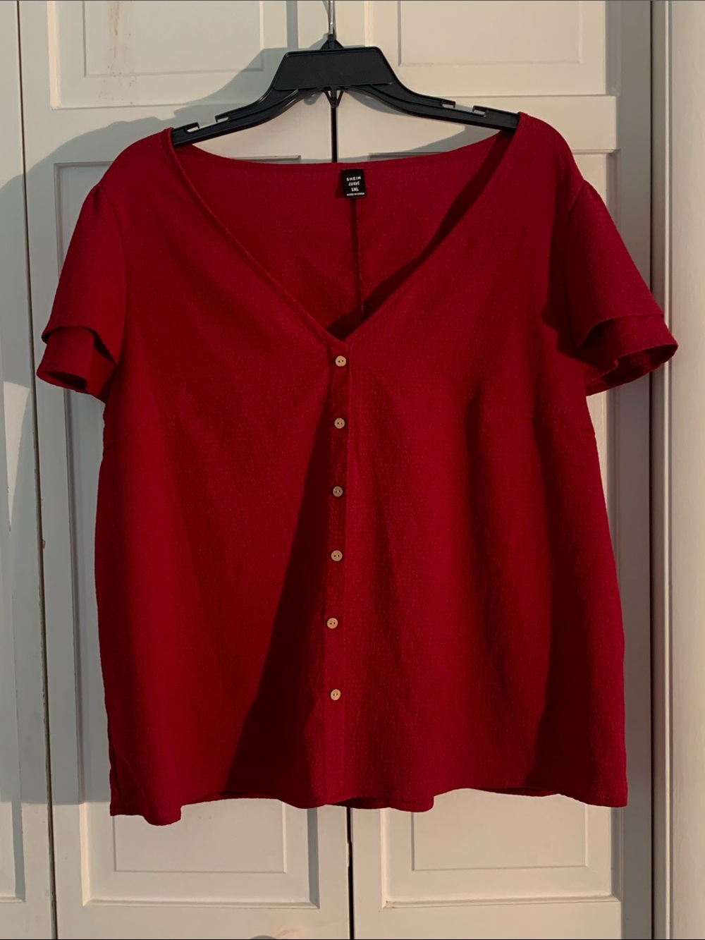 SHEIN Burgundy V-Neck Blouse EUC